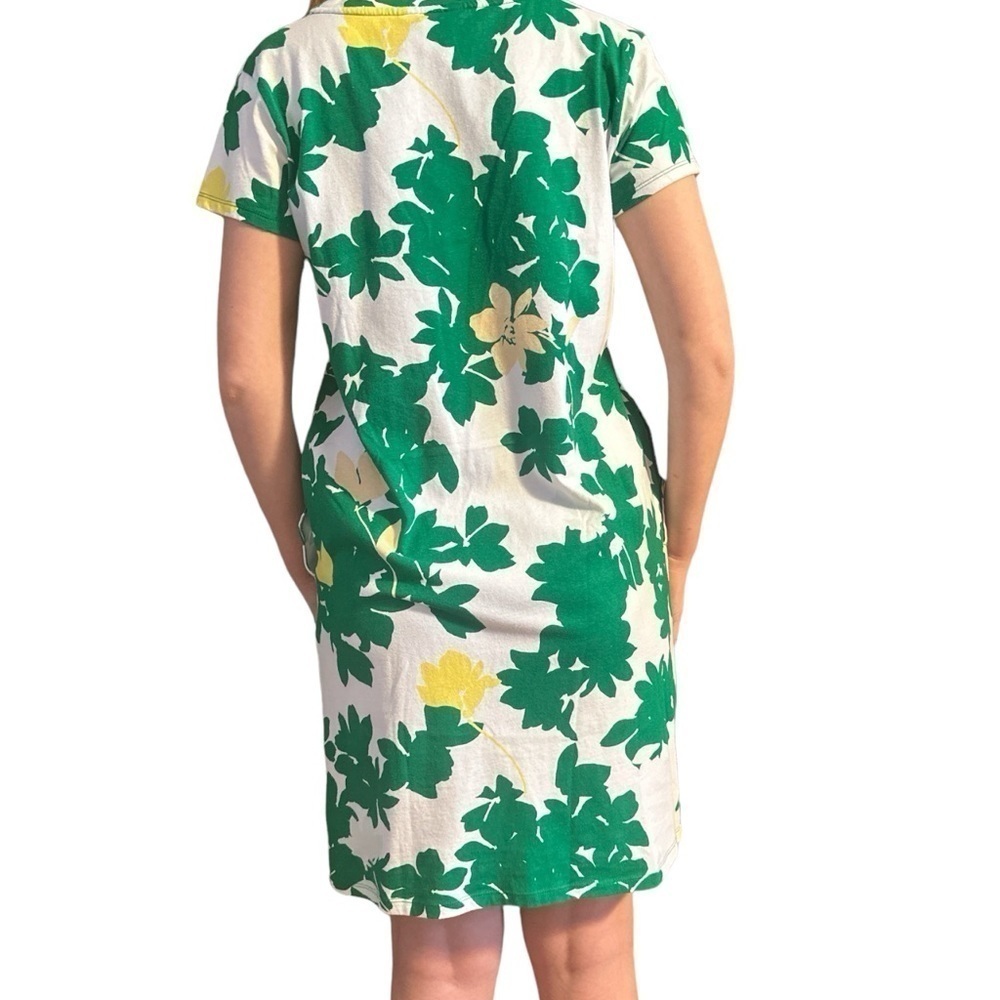 Liz Claiborne Scoop neck short sleeve 100%Cotton Shift Dress White & Kelly Green - Picture 5 of 8